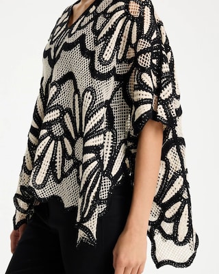 Crochet Lace Contrast Floral Poncho | Chico's
